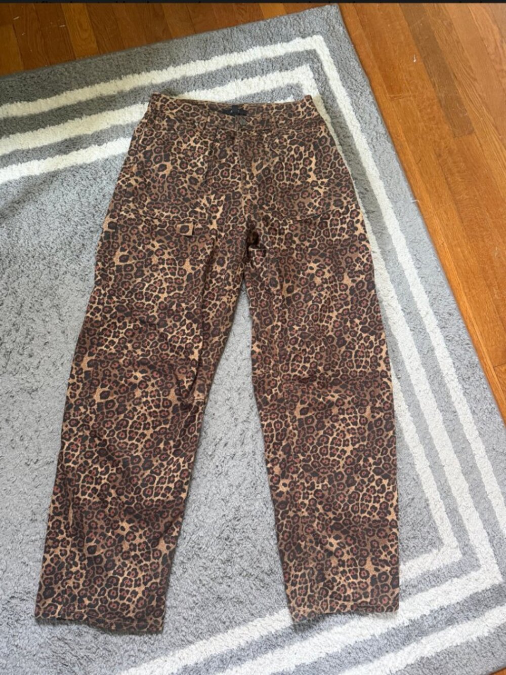 AFRM Leopard Print Cargo Pants Size 25 Wide Leg